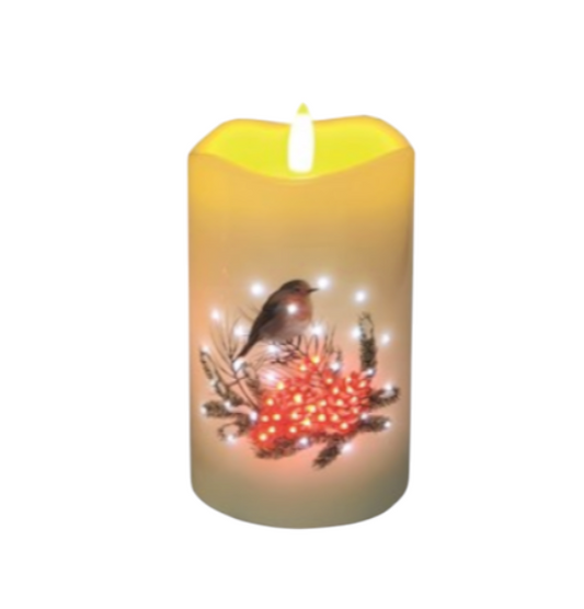 LED Festive Robin Candle - 12.5cm