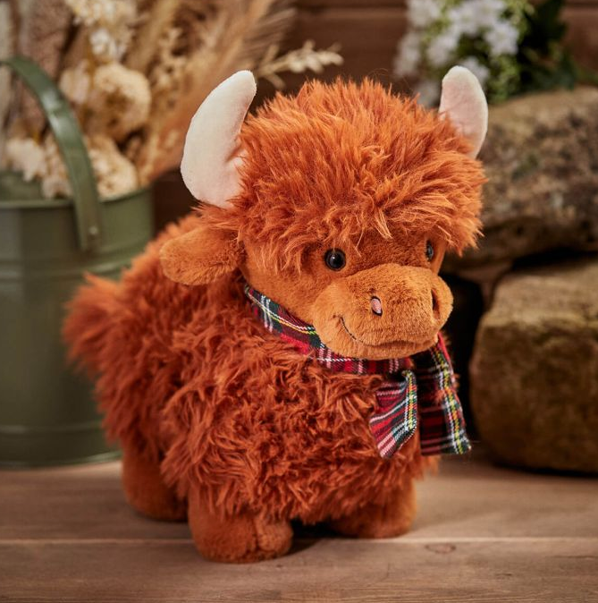 Highland Cow With Tartan Scarf Teddy - 30cm