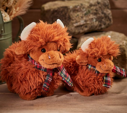 Highland Cow With Tartan Scarf Teddy - 16cm
