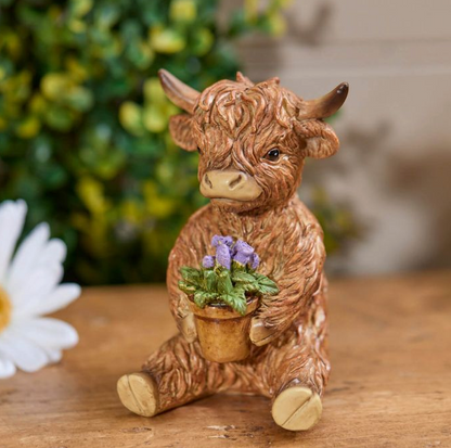 Flower Pot Highland Cow Ornament