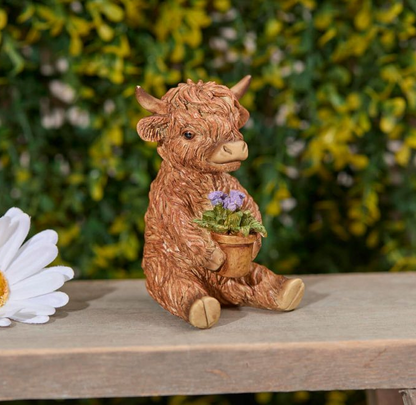 Flower Pot Highland Cow Ornament