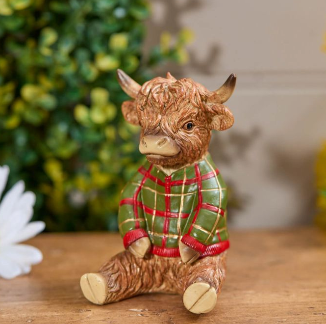 Tartan Jumper Highland Cow Ornament