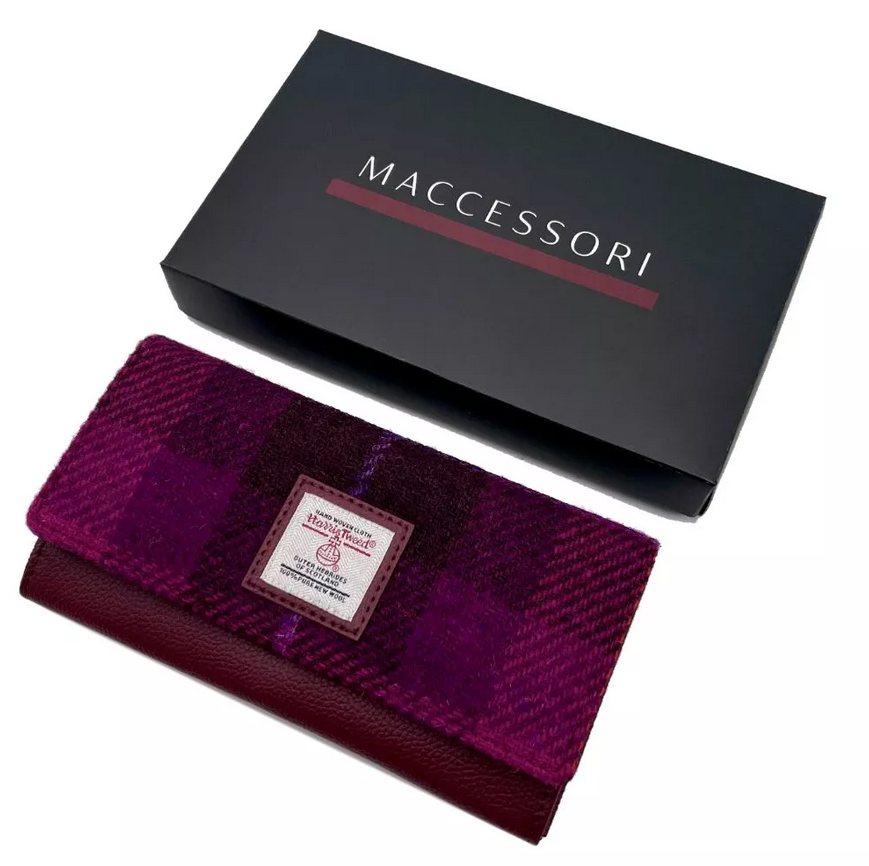 Purple Check Tweed envelope Purse