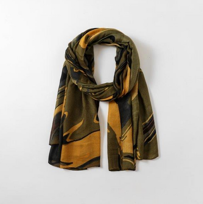 Abstract Print 26 Scarf - Olive