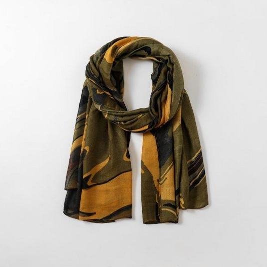 Abstract Print 26 Scarf - Olive