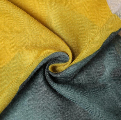 Water Colour Floral Scarf - Mustard