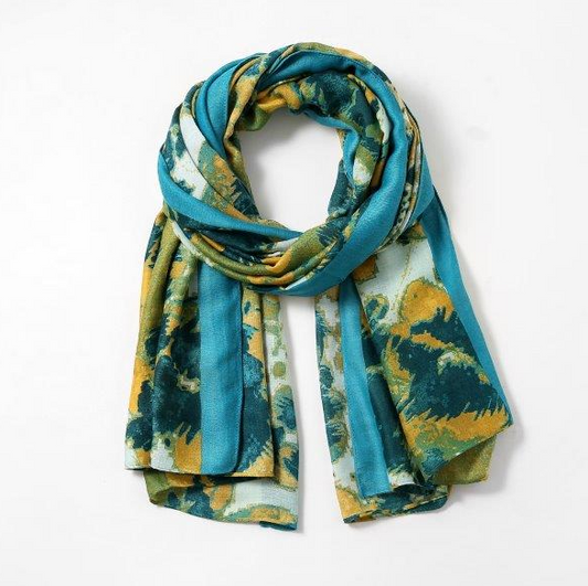Poppy Animal Print Scarf - Teal