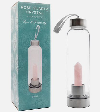 Love & Positivity Crystal Glass Water Bottle