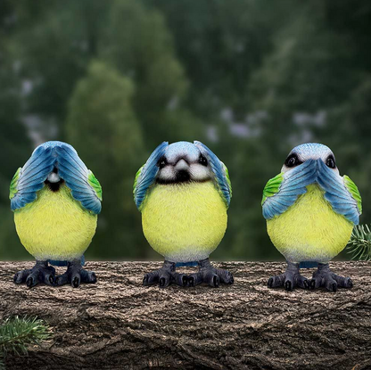 Three Wise Blue Tits