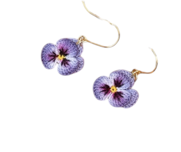 Miss Peachy Pansy Earings - Dark