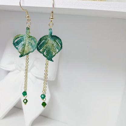 Miss Peachy Monstera Leaf Earrings