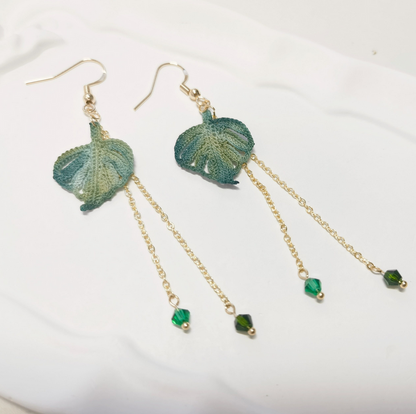 Miss Peachy Monstera Leaf Earrings