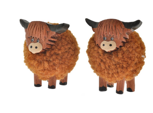 Miniature Highland Cow Pom Pom Ornament