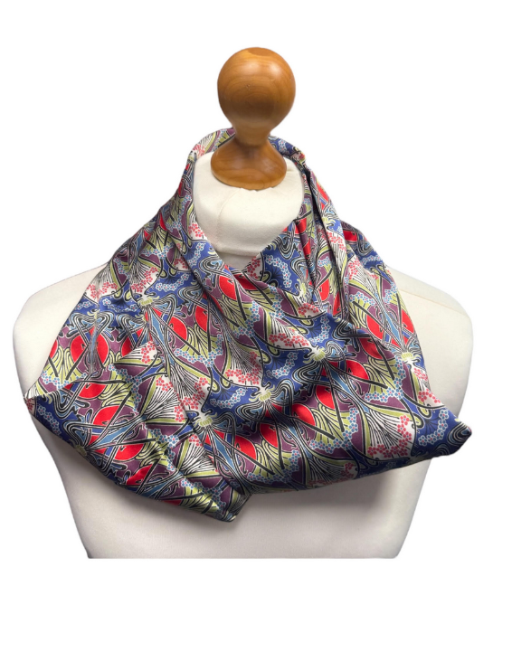 Multicoloured Silk Satin Scarf