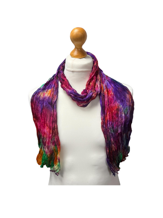 Multicoloured Silk Satin Scarf - Autumn FB