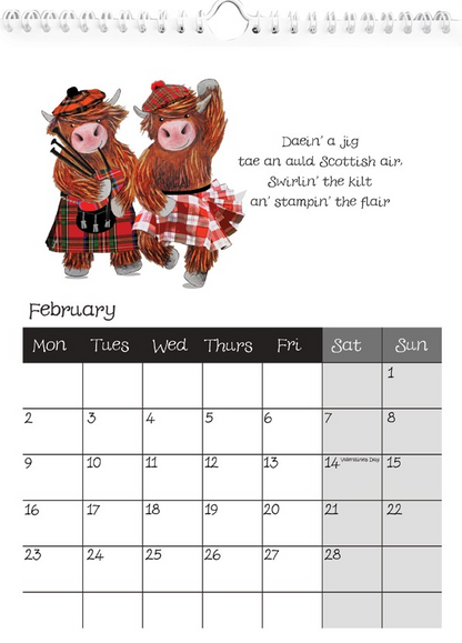 Highland Cow Calendar 2026