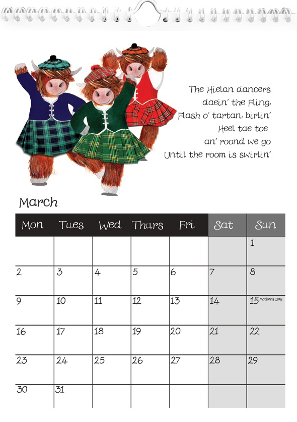 Highland Cow Calendar 2026