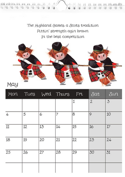 Highland Cow Calendar 2026
