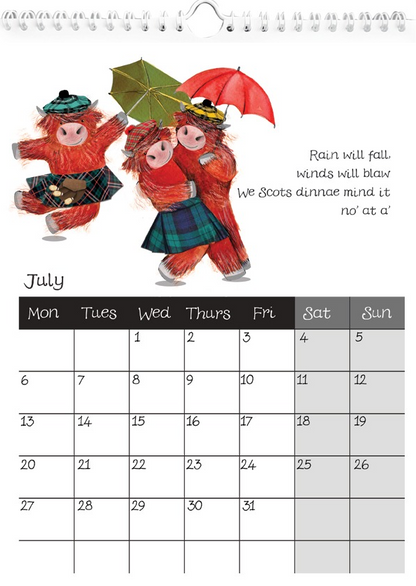 Highland Cow Calendar 2026