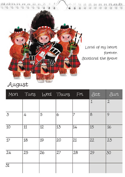 Highland Cow Calendar 2026