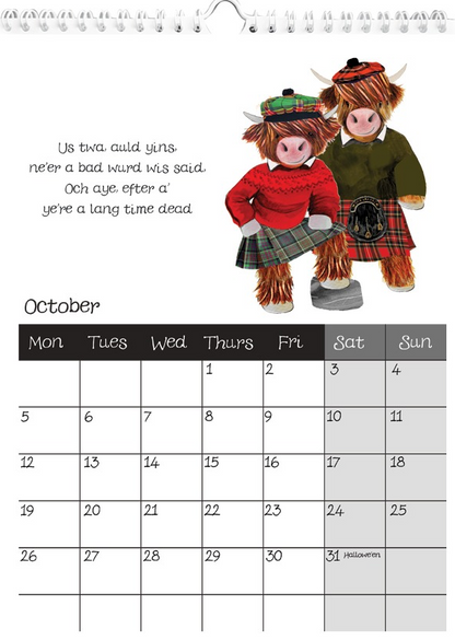 Highland Cow Calendar 2026
