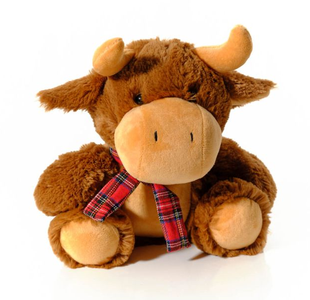 Plush Highland Cow Teddy With Tartan Scarf - 25cm