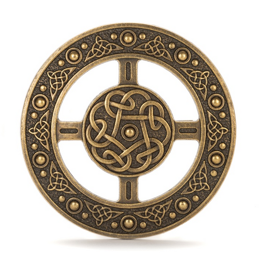 Celtic Solid Brass Swivel Lock Design Antique Brass Plaid Brooch
