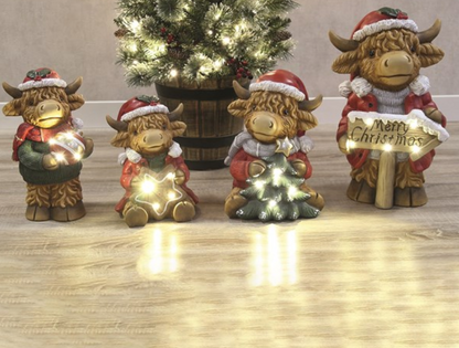 LED Highland Cow With Christmas Star