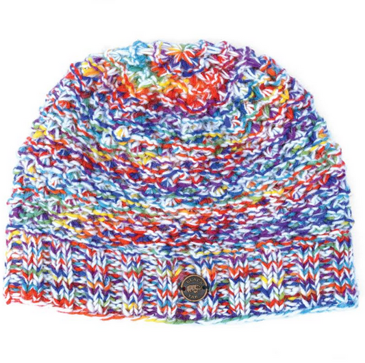 Blackberry Stitch Beanie - White Rainbow