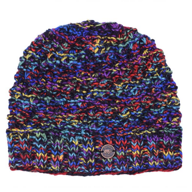 Blackberry Stitch Beanie - Black Rainbow