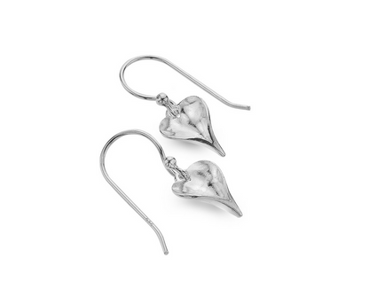 Small Heart Shaped Leaf Dangle Earrings