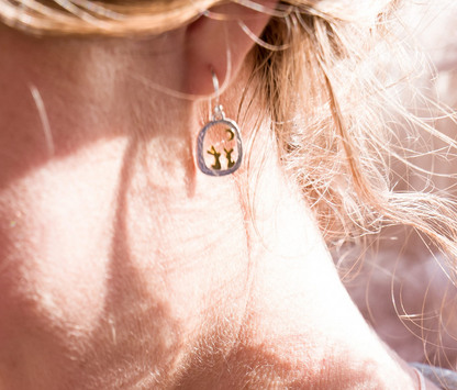 Rabbits And Moon Dangle Earrings