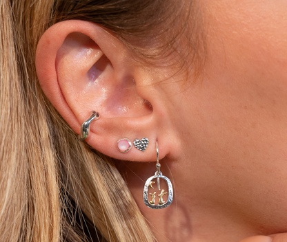 Rabbits And Moon Dangle Earrings