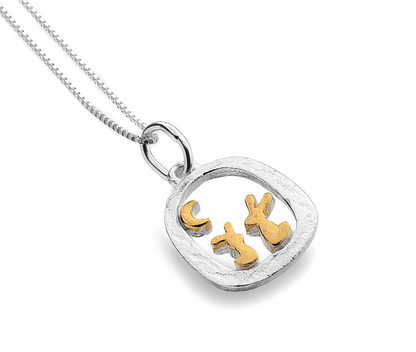 Rabbits And Moon Necklace