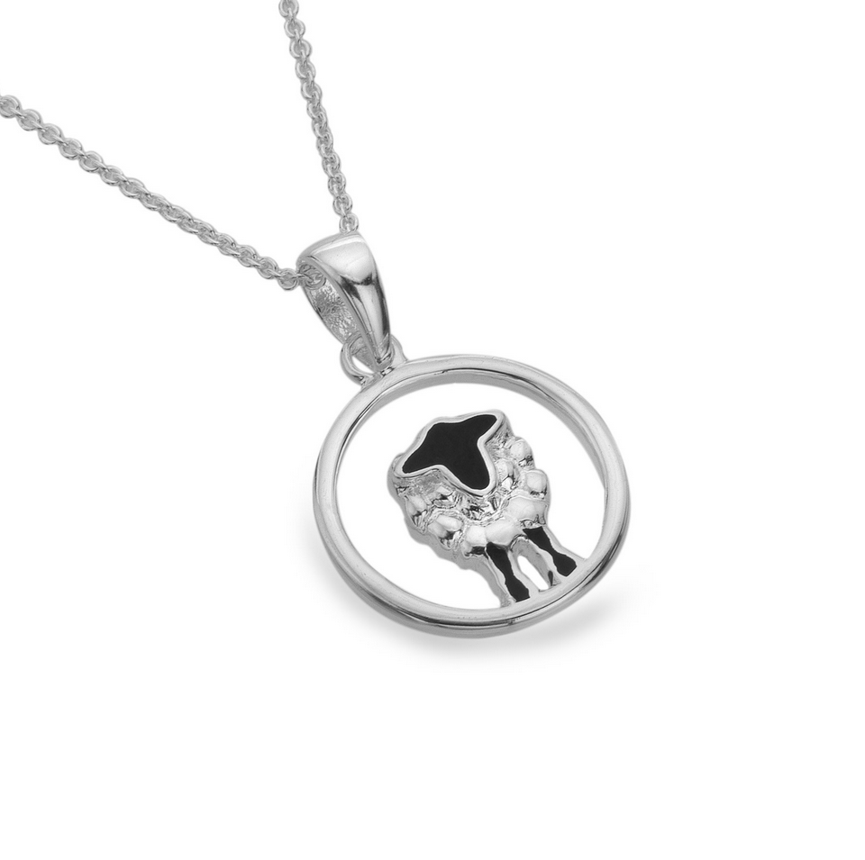 Sheep With Black Enamel Necklace