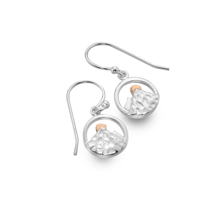 Mountain With Sunset Dangle Earrings
