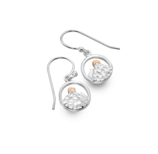 Mountain With Sunset Dangle Earrings