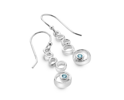 Pebble & Blue Topaz Dangle Earrings