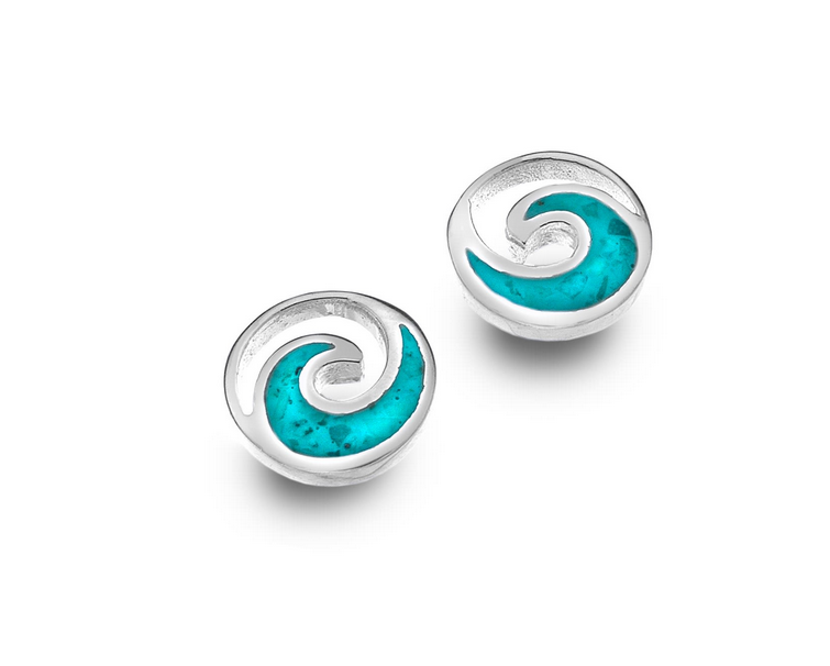 Turquoise Ocean Wave Stud Earrings