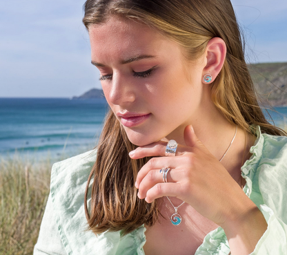 Turquoise Ocean Wave Stud Earrings