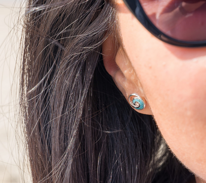 Turquoise Ocean Wave Stud Earrings
