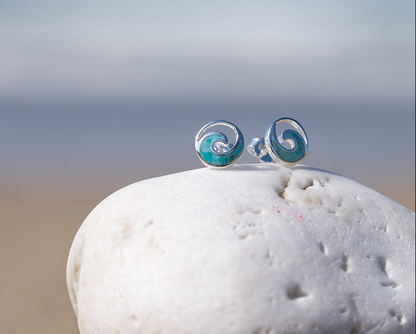 Turquoise Ocean Wave Stud Earrings