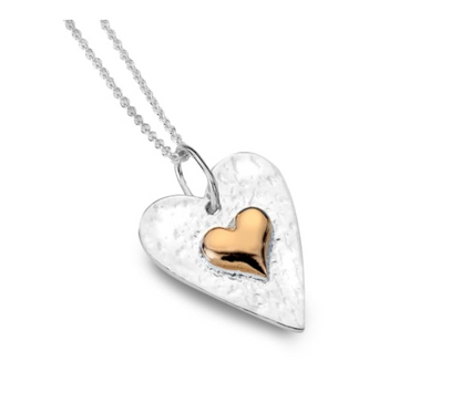 Textured Rose Gold Plated Heart Necklace