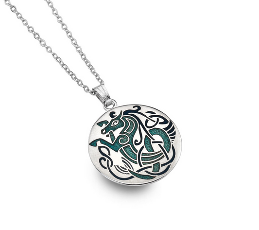 Celtic Horse Blue And Turquoise Necklace