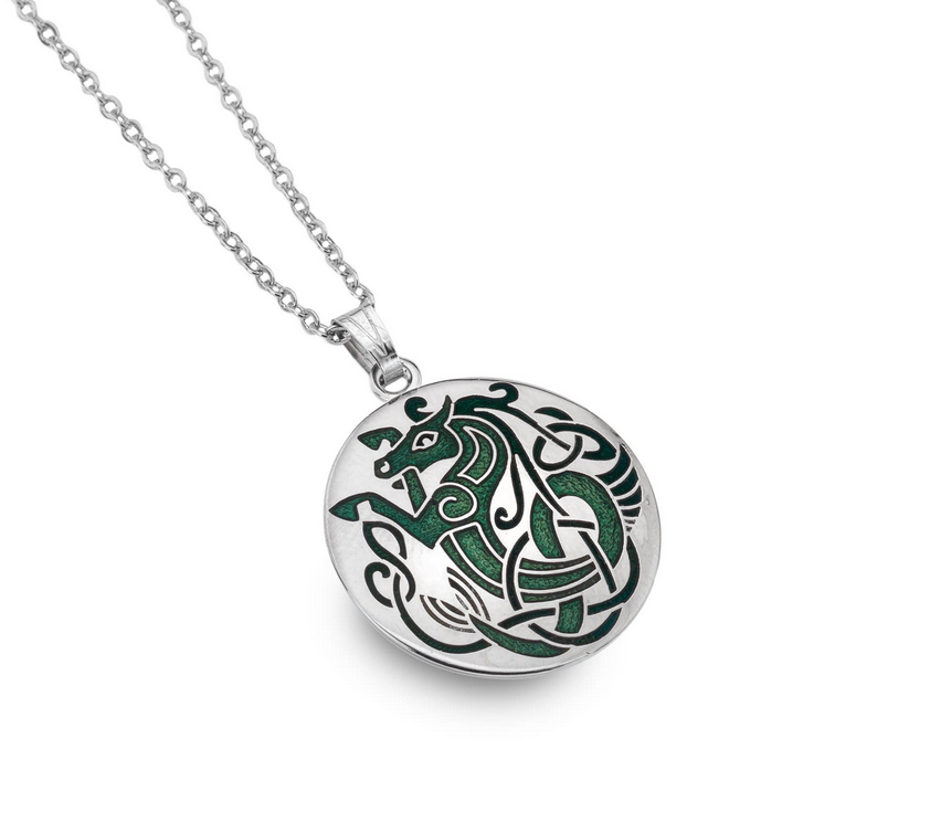 Celtic Horse Green Necklace