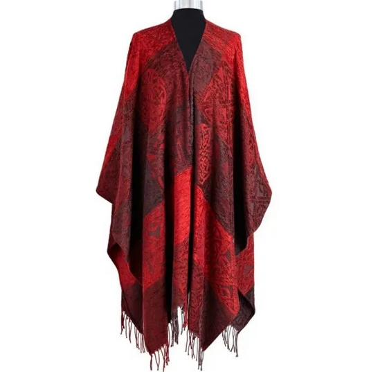 Celtic Knot Garnet Chenille And Wool Ruana