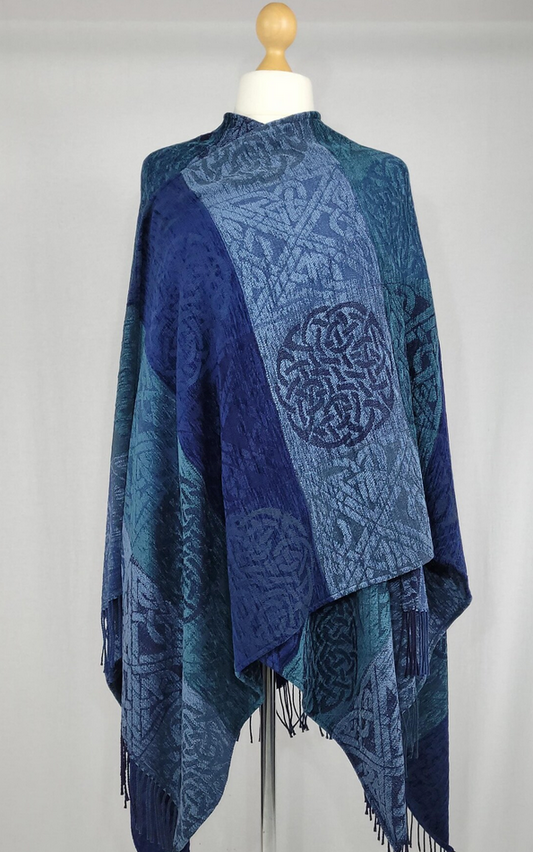Celtic Knot Stirling Chenille And Wool Ruana
