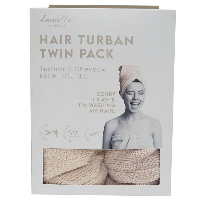 Twin Pack Beige Hair Turban