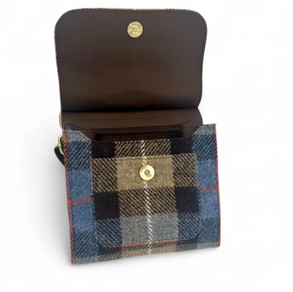 Blue/Brown Check Medium Satchel Bag