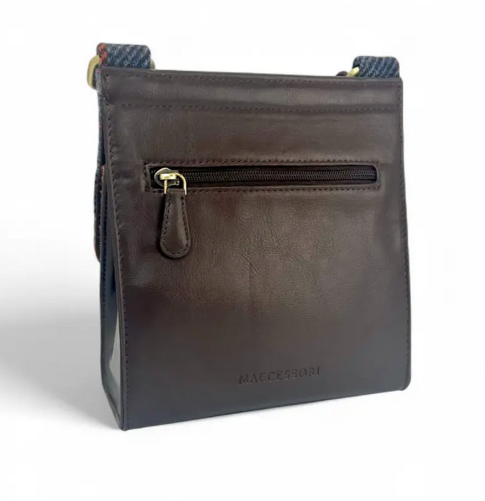 Blue/Brown Check Medium Satchel Bag